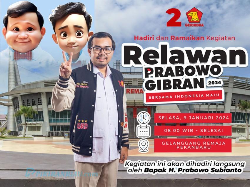 Sambut Kedatangan Prabowo-Gibran, Ketua TKD Kota Pekanbaru Ginda Burnama: Ayo Ramaikan Gelanggang Remaja Pagi Besok!